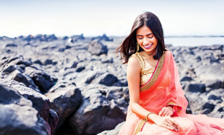 peach colour saree