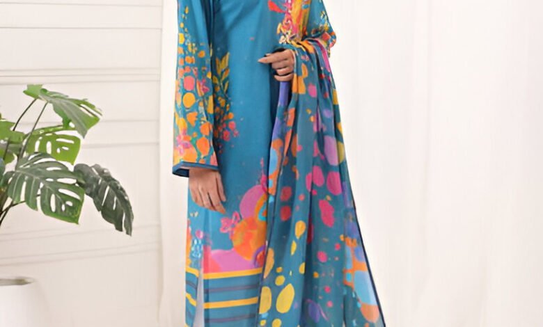 Plain Suit Printed Dupatta