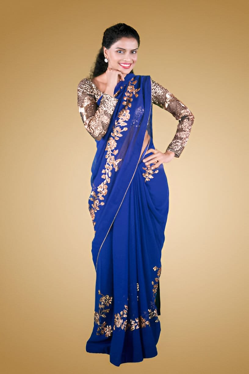 navy blue saree