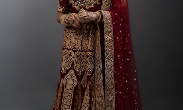 maroon bridal lehenga