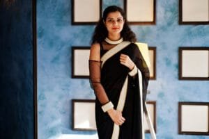 Black Net Saree