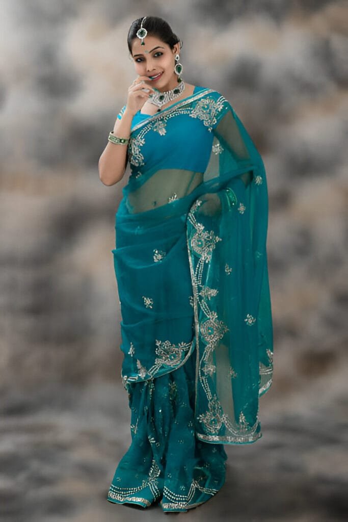 blue saree fashion trends